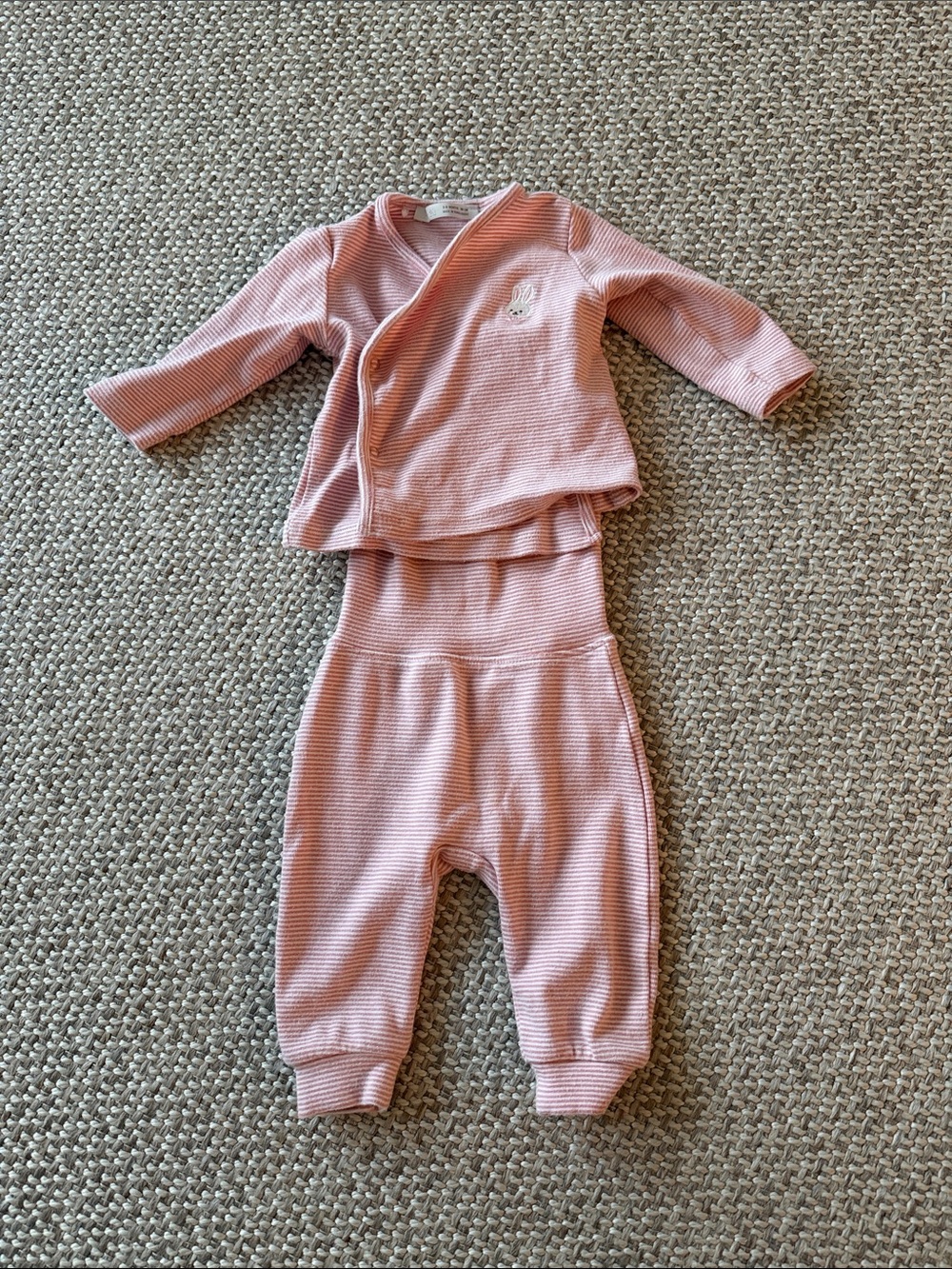 ZARA baby girl set 3-6m striped bunny